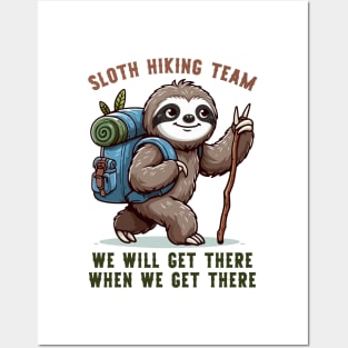 Sloth Hiking Team Funny Hiking Posters and Art